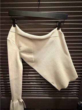 Theory Cream Asymmetrical Ribbed One-Arm Skirt